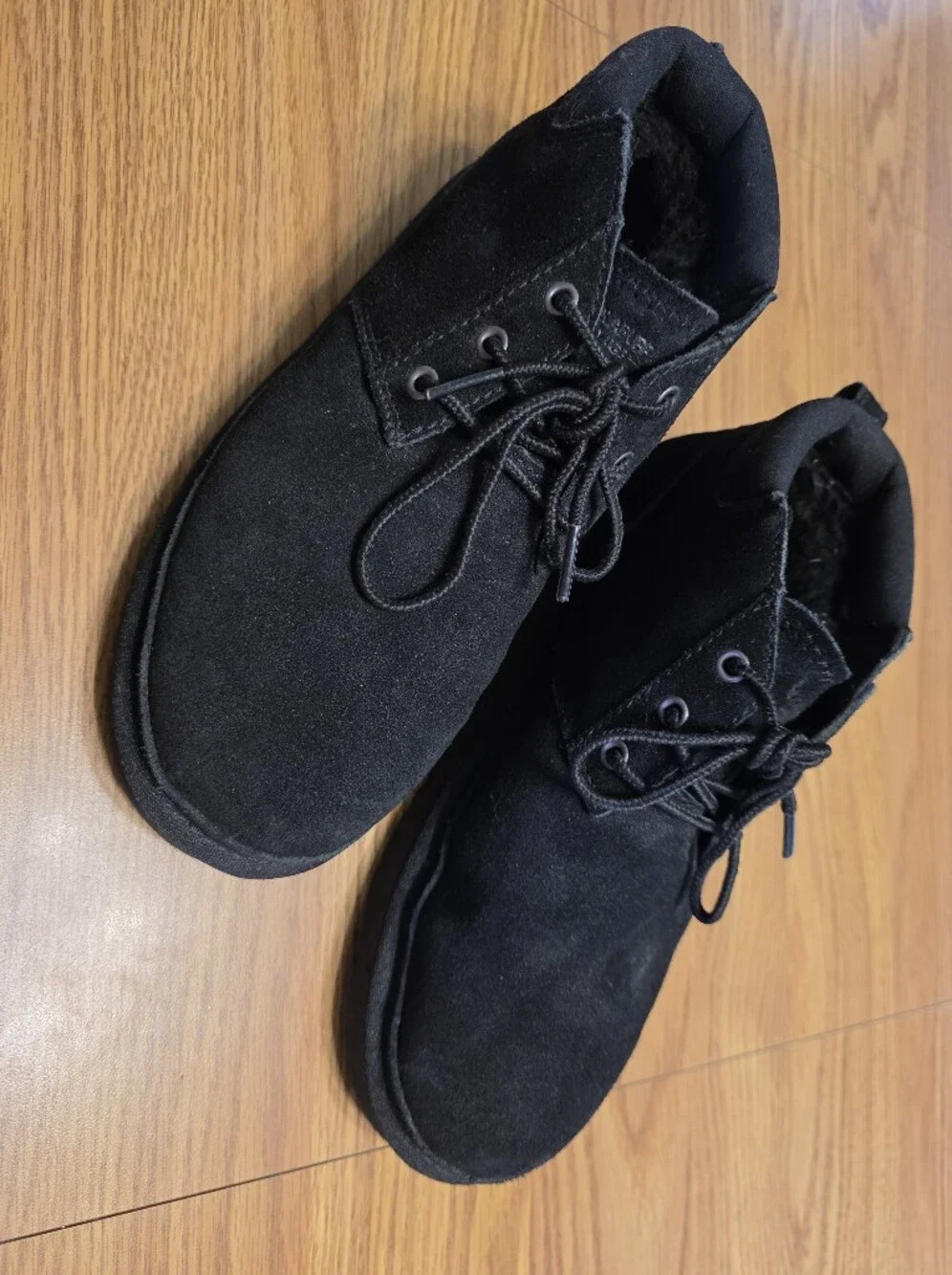 UGS Black Suede Lace-Up Ankle Boots for Women